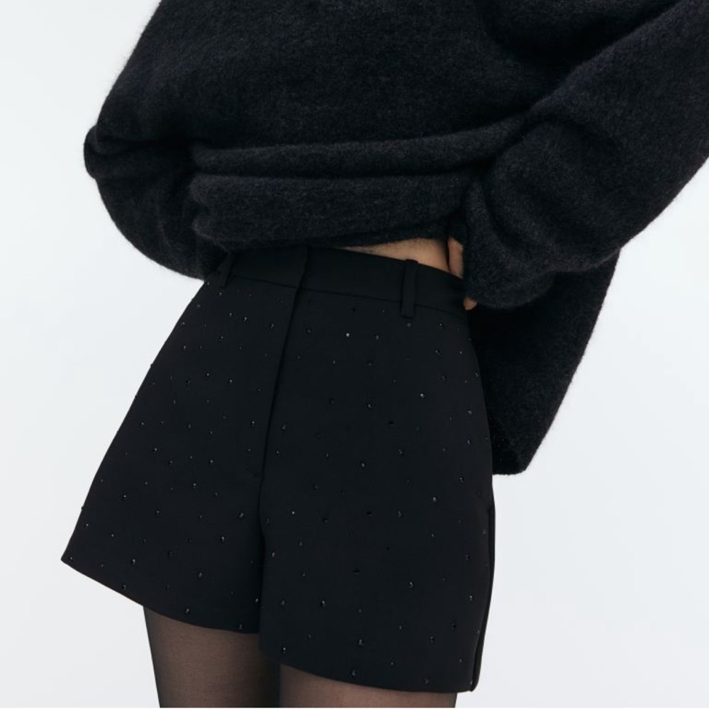 H&M Rhinestone Hotfix Crystal Sparkle Black Shorts